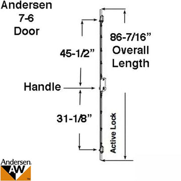 Andersen Active Multipoint Lock, FWH76 Door - Stainless Steel